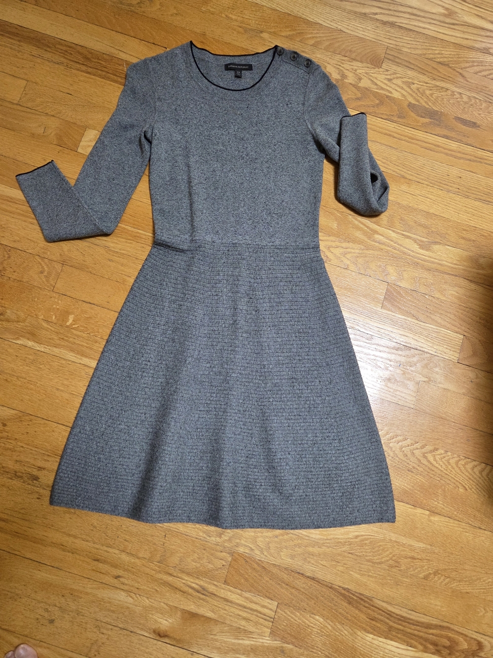 Banana Republic Gray Knit Fit-and-Flare Midi Dress